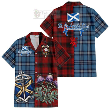 Wemyss Tartan Hawaiian Shirt Happy St. Andrew's Day Half Tartan Style