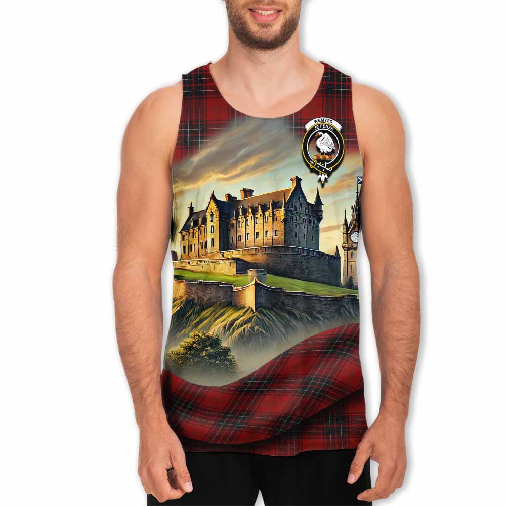 Tartan Vibes Clothing Wemyss Tartan Family Crest Men's Tank Top with Scottish Ancient Castle Style