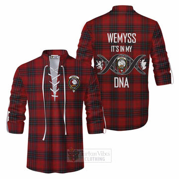 Tartan Vibes Clothing Wemyss Tartan Ghillie Kilt Shirt with Family Crest DNA In Me Style