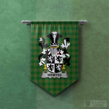 Tartan Vibes Clothing Wemyss Irish Clan Tartan Gonfalon, Tartan Banner with Coat of Arms