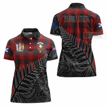 Tartan Vibes Clothing Wemyss Crest Tartan Women's Polo Shirt with New Zealand Silver Fern Half Style