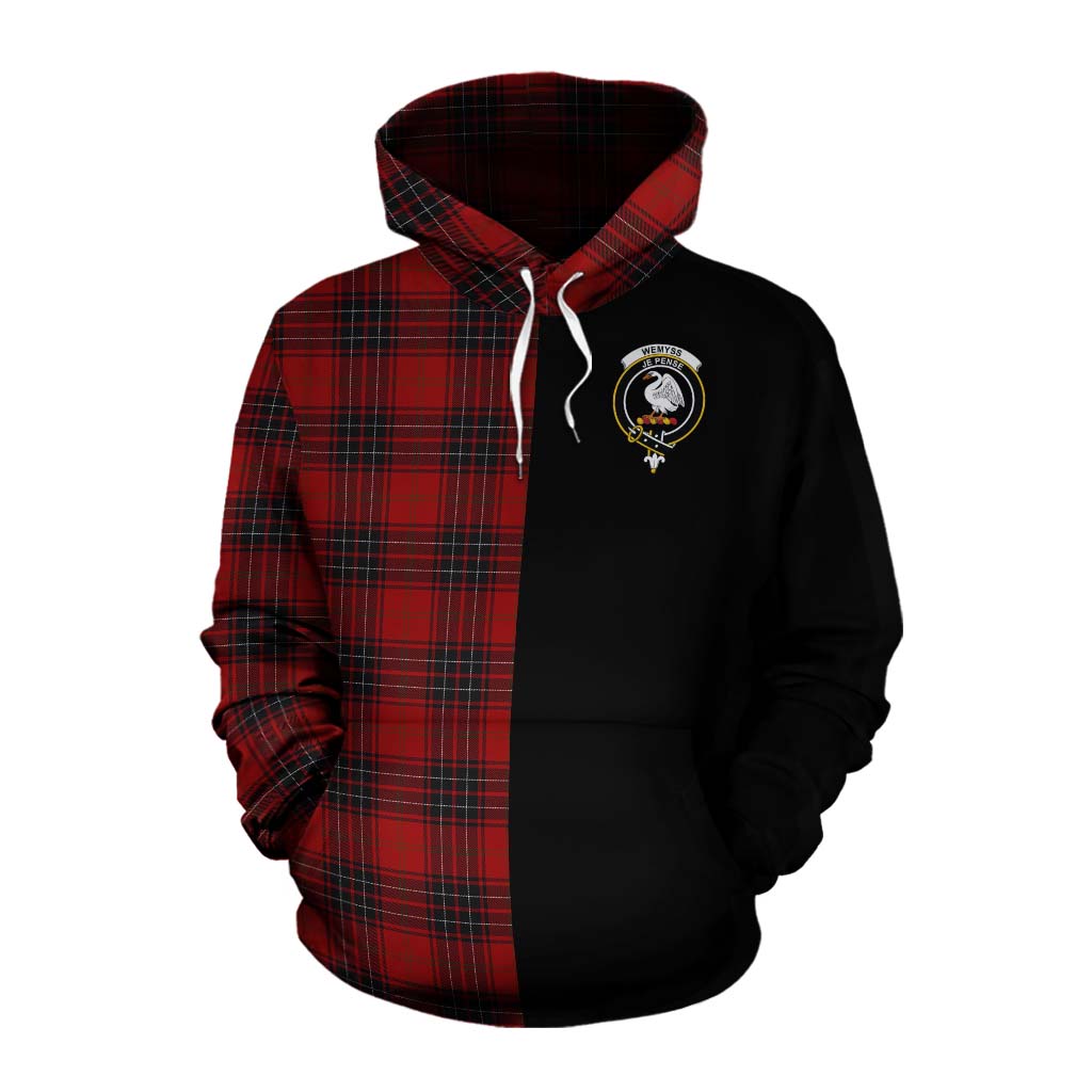 Tartan Vibes Clothing Wemyss Tartan Cotton Hoodie with Family Crest and Half Of Me Style