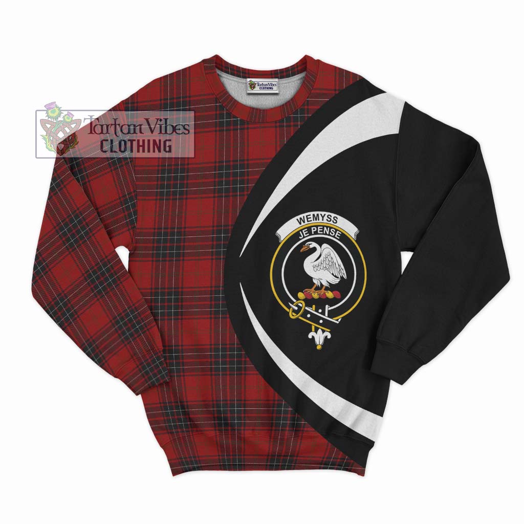 Wemyss Tartan Sweatshirt with Family Crest Circle Style Unisex - Tartan Vibes Clothing