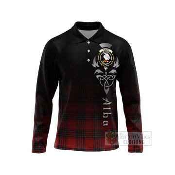Wemyss Tartan Long Sleeve Polo Shirt Featuring Alba Gu Brath Family Crest Celtic Inspired