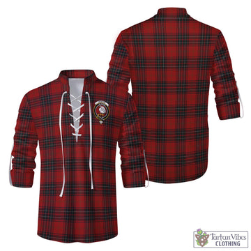 Tartan Vibes Clothing Wemyss Tartan Men's Scottish Traditional Jacobite Ghillie Kilt Shirt with Family Crest