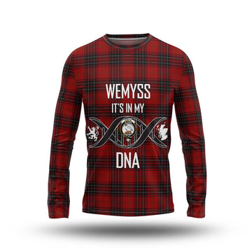 Wemyss Tartan Long Sleeve T-Shirt with Family Crest DNA In Me Style Unisex - Tartanvibesclothing Shop