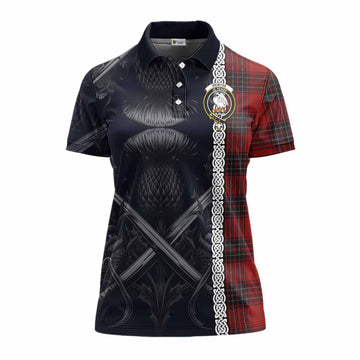 Tartan Vibes Clothing Wemyss Tartan Women's Polo Shirt with Family Crest Cross Sword Thistle Celtic Vibes