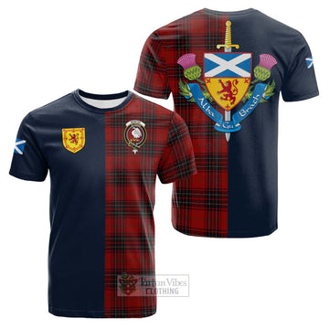 Wemyss Tartan Cotton T-shirt Alba with Scottish Lion Royal Arm Half Style