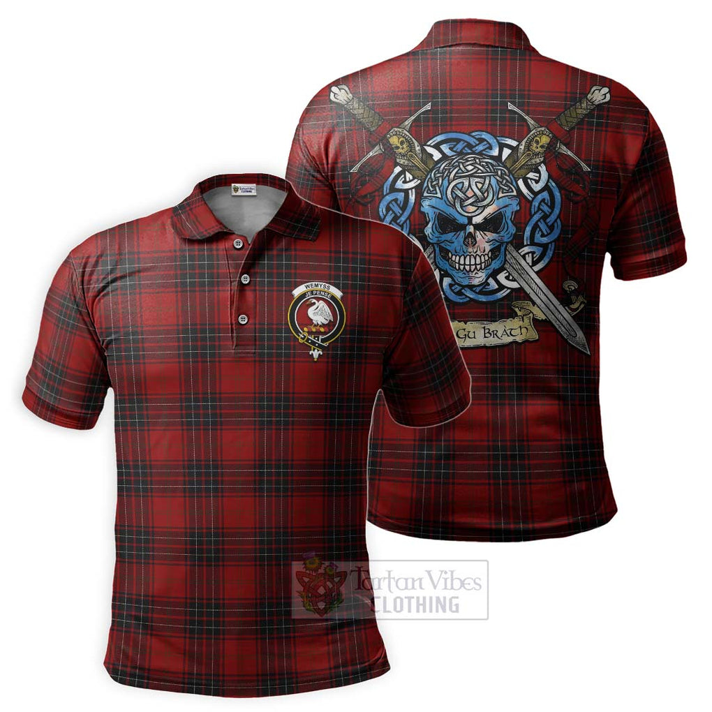 Tartan Vibes Clothing Wemyss Tartan Polo Shirt with Family Crest Celtic Skull Style