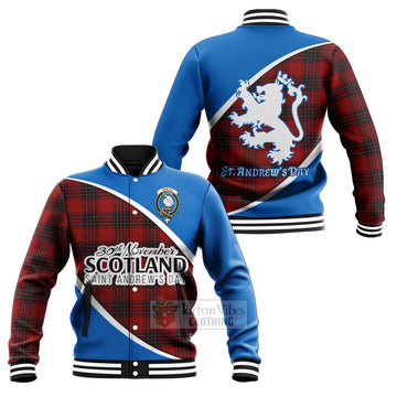 Tartan Vibes Clothing Wemyss Family Crest Tartan Baseball Jacket Celebrate Saint Andrew's Day in Style