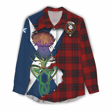 Tartan Vibes Clothing Wemyss Tartan Family Crest Women's Casual Shirt Scottish Thistle Celtic Inspired