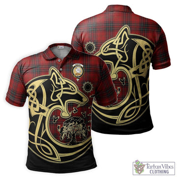 Wemyss Tartan Polo Shirt with Family Crest Celtic Wolf Style