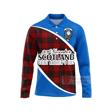 Wemyss Family Crest Tartan Long Sleeve Polo Shirt Celebrate Saint Andrew's Day in Style