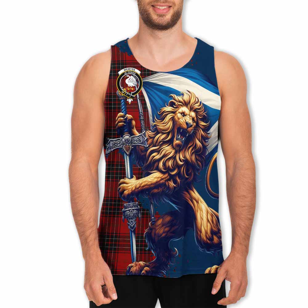 Tartan Vibes Clothing Wemyss Tartan Family Crest Men's Tank Top with Scottish Majestic Lion