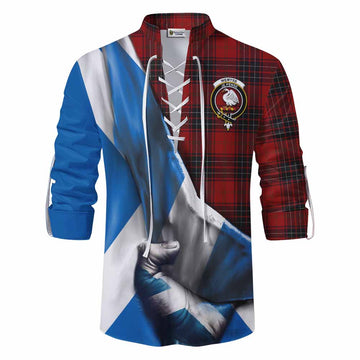 Tartan Vibes Clothing Wemyss Tartan Ghillie Kilt Shirt with Family Crest Scotland Patriotic Style