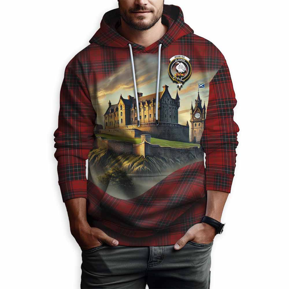 Tartan Vibes Clothing Wemyss Tartan Family Crest Hoodie with Scottish Ancient Castle Style