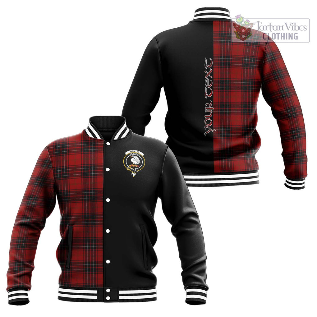 Wemyss Tartan Baseball Jacket with Family Crest and Half Of Me Style Unisex - Tartanvibesclothing Shop