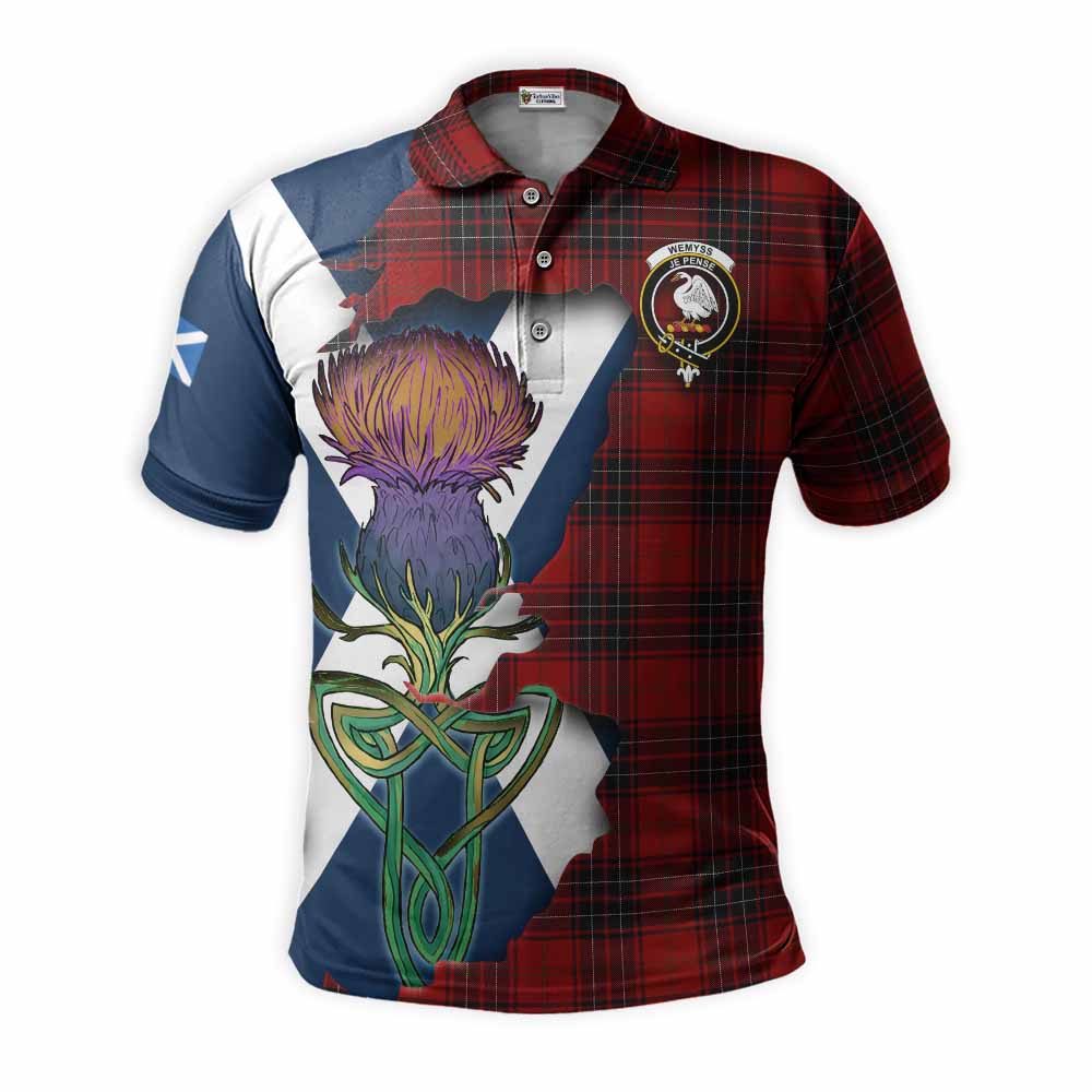 Tartan Vibes Clothing Wemyss Tartan Family Crest Polo Shirt Scottish Thistle Celtic Inspired