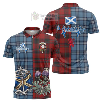 Tartan Vibes Clothing Wemyss Tartan Zipper Polo Shirt Happy St. Andrew's Day Half Tartan Style