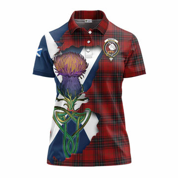 Tartan Vibes Clothing Wemyss Tartan Family Crest Women's Polo Shirt Scottish Thistle Celtic Inspired