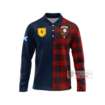 Wemyss Tartan Long Sleeve Polo Shirt Alba with Scottish Lion Royal Arm Half Style