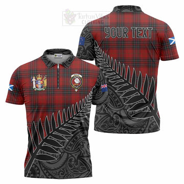 Tartan Vibes Clothing Wemyss Crest Tartan Zipper Polo Shirt with New Zealand Silver Fern Half Style