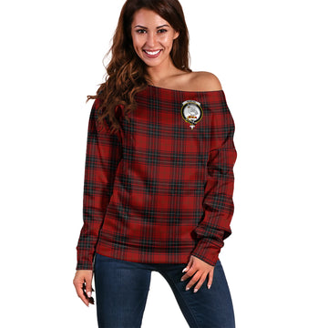 Wemyss Tartan Off Shoulder Women Sweater with Family Crest Women - Tartanvibesclothing Shop