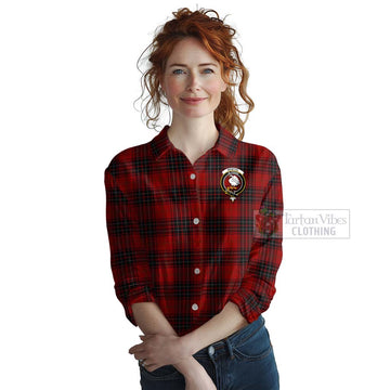 Tartan Vibes Clothing Wemyss Tartan Women's Casual Shirt with Family Crest Celtic Skull Style