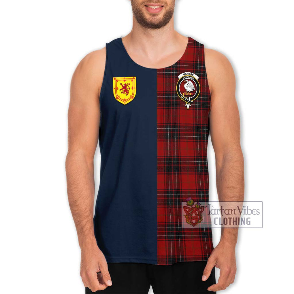 Tartan Vibes Clothing Wemyss Tartan Men's Tank Top with Scottish Lion Royal Arm Half Style