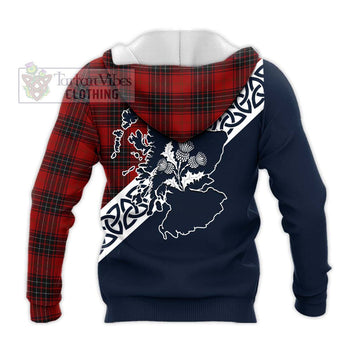 Tartan Vibes Clothing Wemyss Tartan Knitted Hoodie Featuring Thistle and Scotland Map