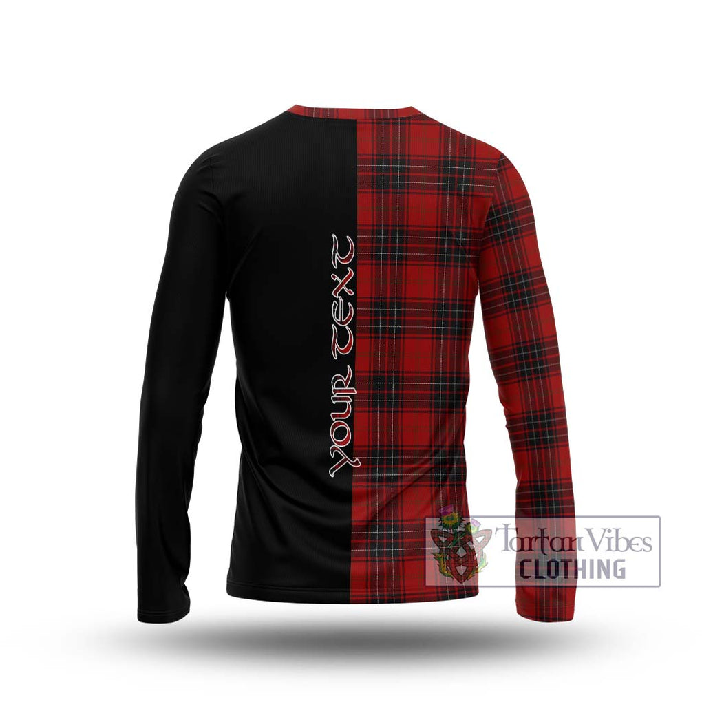 Wemyss Tartan Long Sleeve T-Shirt with Family Crest and Half Of Me Style - Tartanvibesclothing Shop
