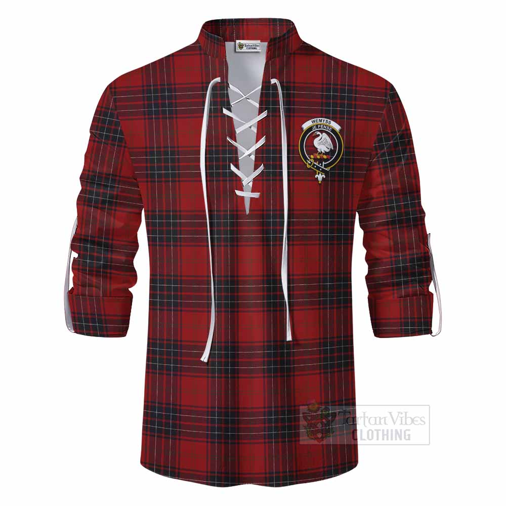 Tartan Vibes Clothing Wemyss Tartan Ghillie Kilt Shirt with Family Crest DNA In Me Style