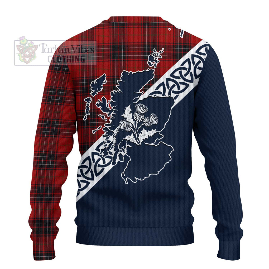 Tartan Vibes Clothing Wemyss Tartan Knitted Sweater Featuring Thistle and Scotland Map