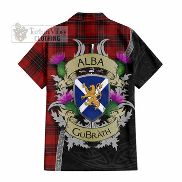 Wemyss Tartan Family Crest Hawaiian Shirt Lion Rampant Royal Thistle Shield Celtic Inspired