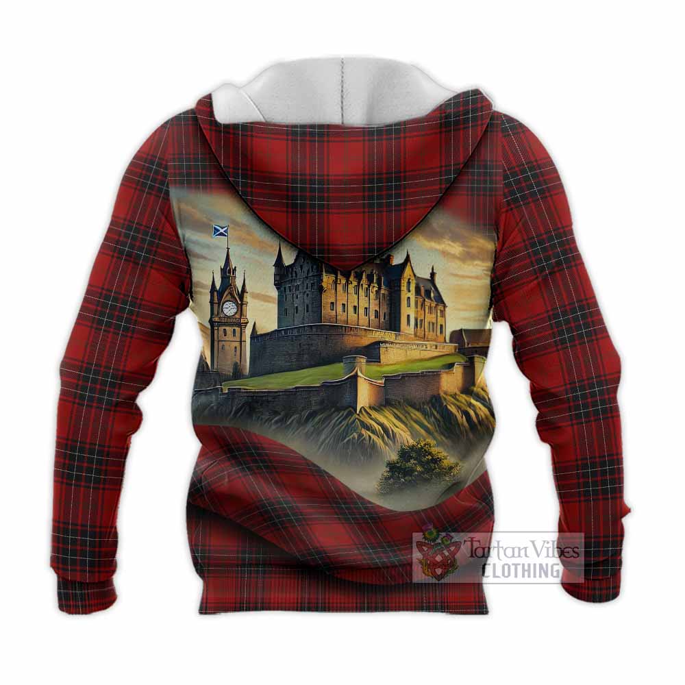 Tartan Vibes Clothing Wemyss Tartan Family Crest Knitted Hoodie with Scottish Ancient Castle Style