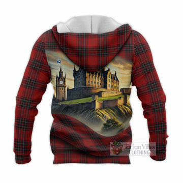 Tartan Vibes Clothing Wemyss Tartan Family Crest Knitted Hoodie with Scottish Ancient Castle Style