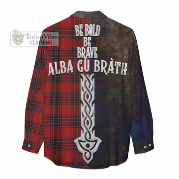 Wemyss Tartan Family Crest Women's Casual Shirt Alba Gu Brath Be Brave Lion Ancient Style
