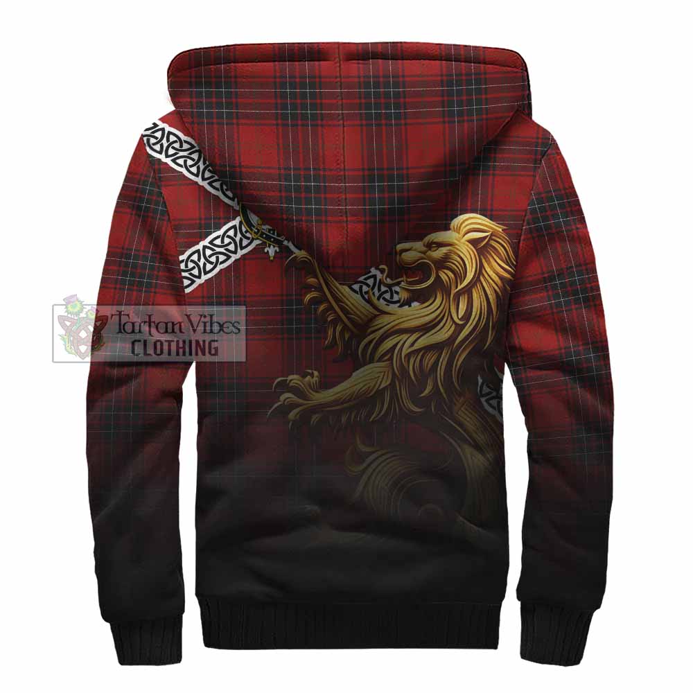Tartan Vibes Clothing Wemyss Crest Tartan Sherpa Hoodie with Golden Lion Emblem Celtic Style