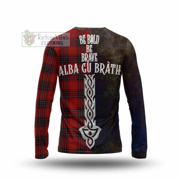 Wemyss Tartan Family Crest Long Sleeve T-Shirt Alba Gu Brath Be Brave Lion Ancient Style
