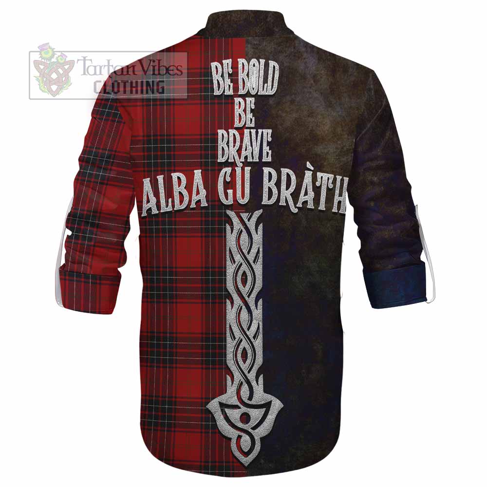 Tartan Vibes Clothing Wemyss Tartan Family Crest Ghillie Kilt Shirt Alba Gu Brath Be Brave Lion Ancient Style