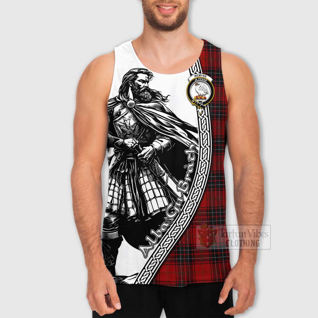Tartan Vibes Clothing Wemyss Tartan Clan Crest Men's Tank Top with Highlander Warrior Celtic Style