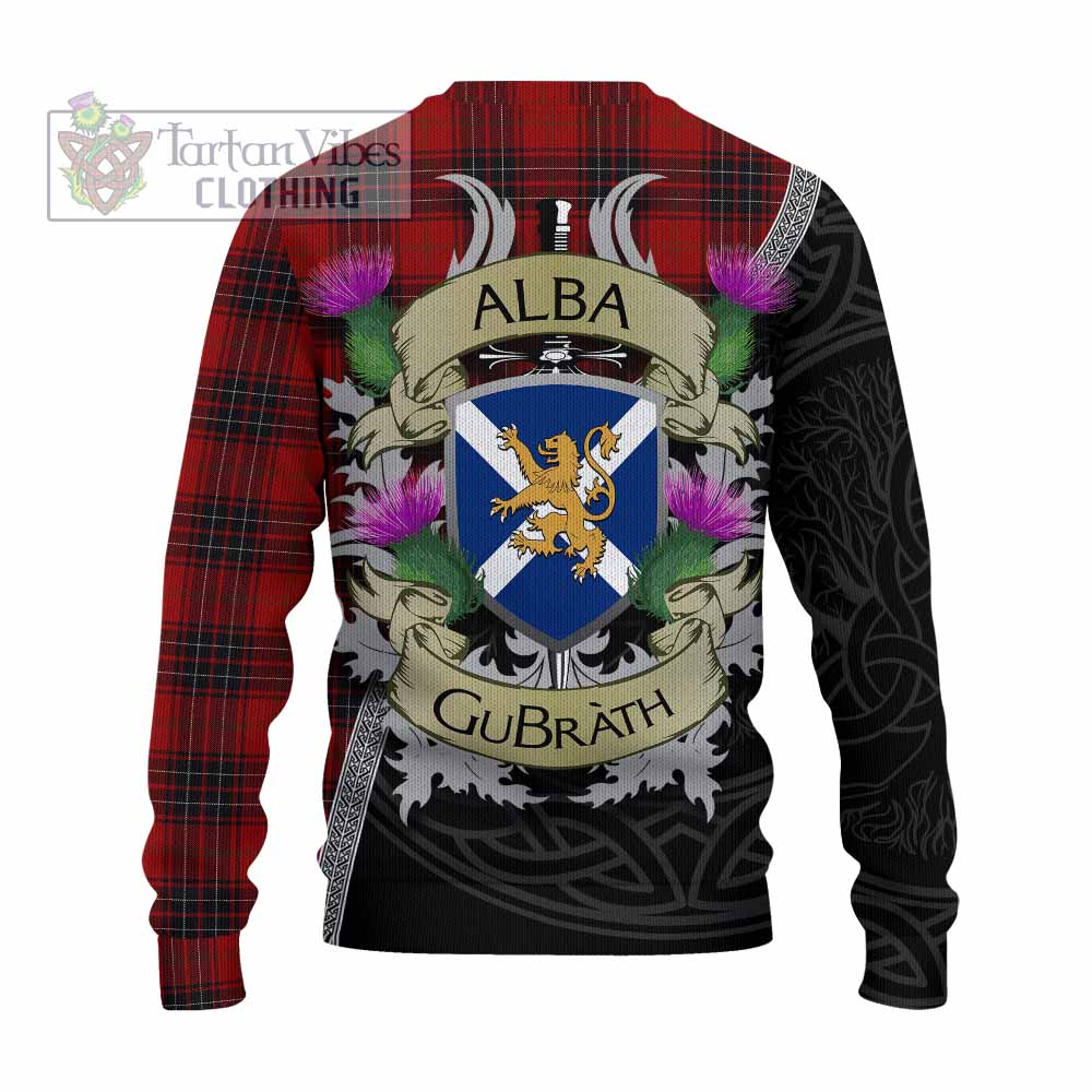 Tartan Vibes Clothing Wemyss Tartan Family Crest Knitted Sweater Lion Rampant Royal Thistle Shield Celtic Inspired
