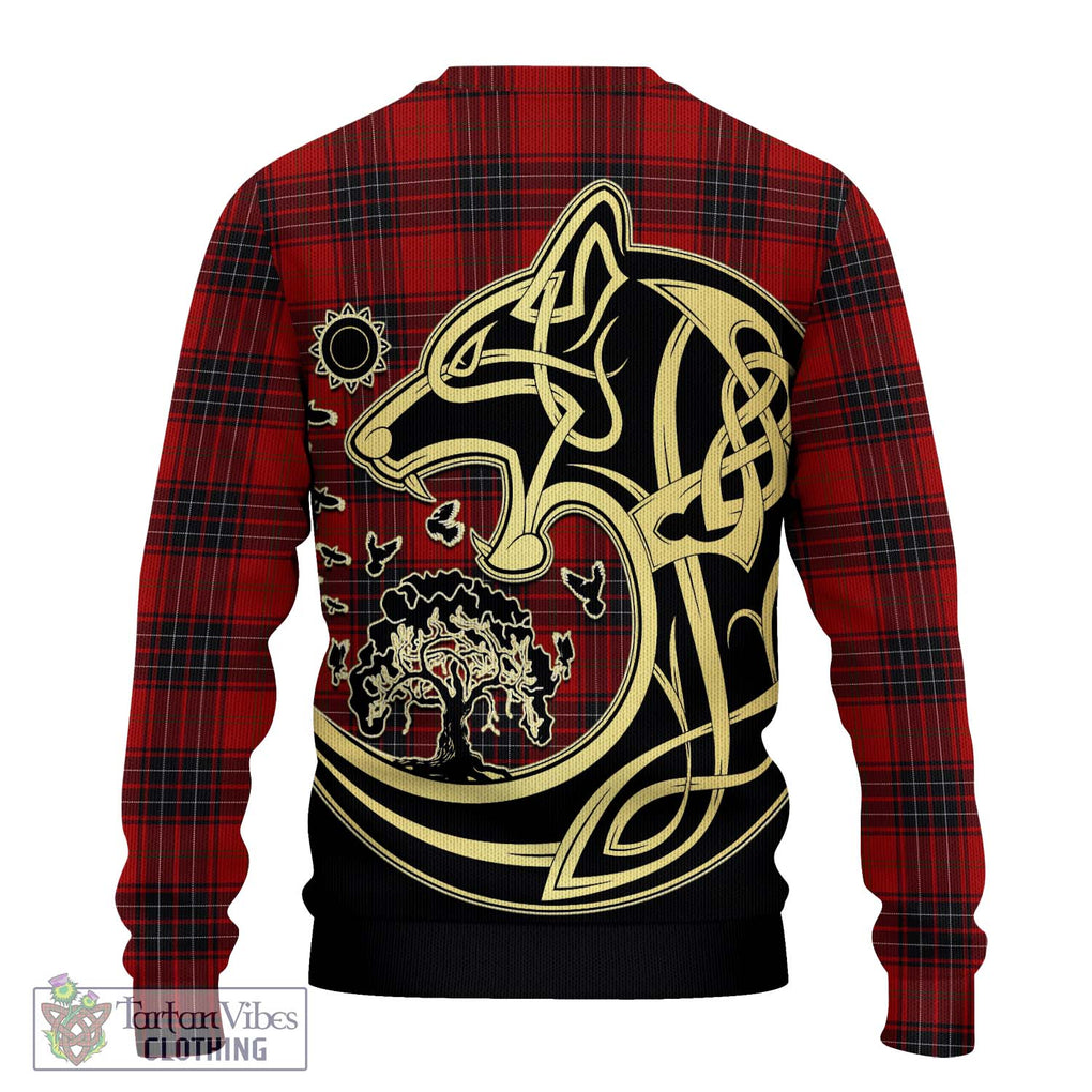 Wemyss Tartan Knitted Sweater with Family Crest Celtic Wolf Style - Tartan Vibes Clothing