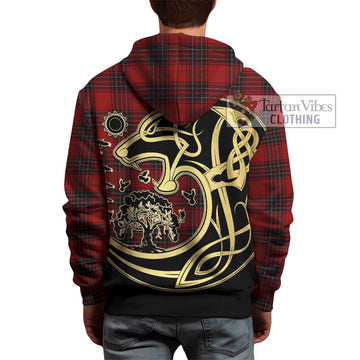 Wemyss Tartan Hoodie with Family Crest Celtic Wolf Style - Tartan Vibes Clothing