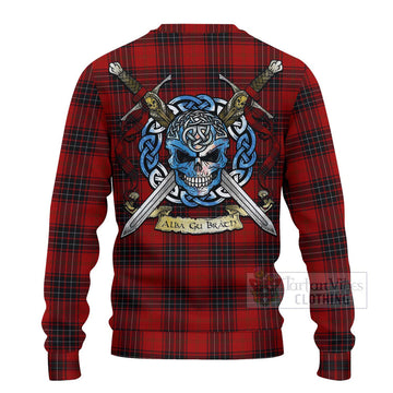 Wemyss Tartan Ugly Sweater with Family Crest Celtic Skull Style