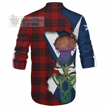 Tartan Vibes Clothing Wemyss Tartan Family Crest Ghillie Kilt Shirt Scottish Thistle Celtic Inspired