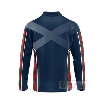 Wemyss Tartan Long Sleeve Polo Shirt with Family Crest and Scottish Thistle Vibes Sport Style