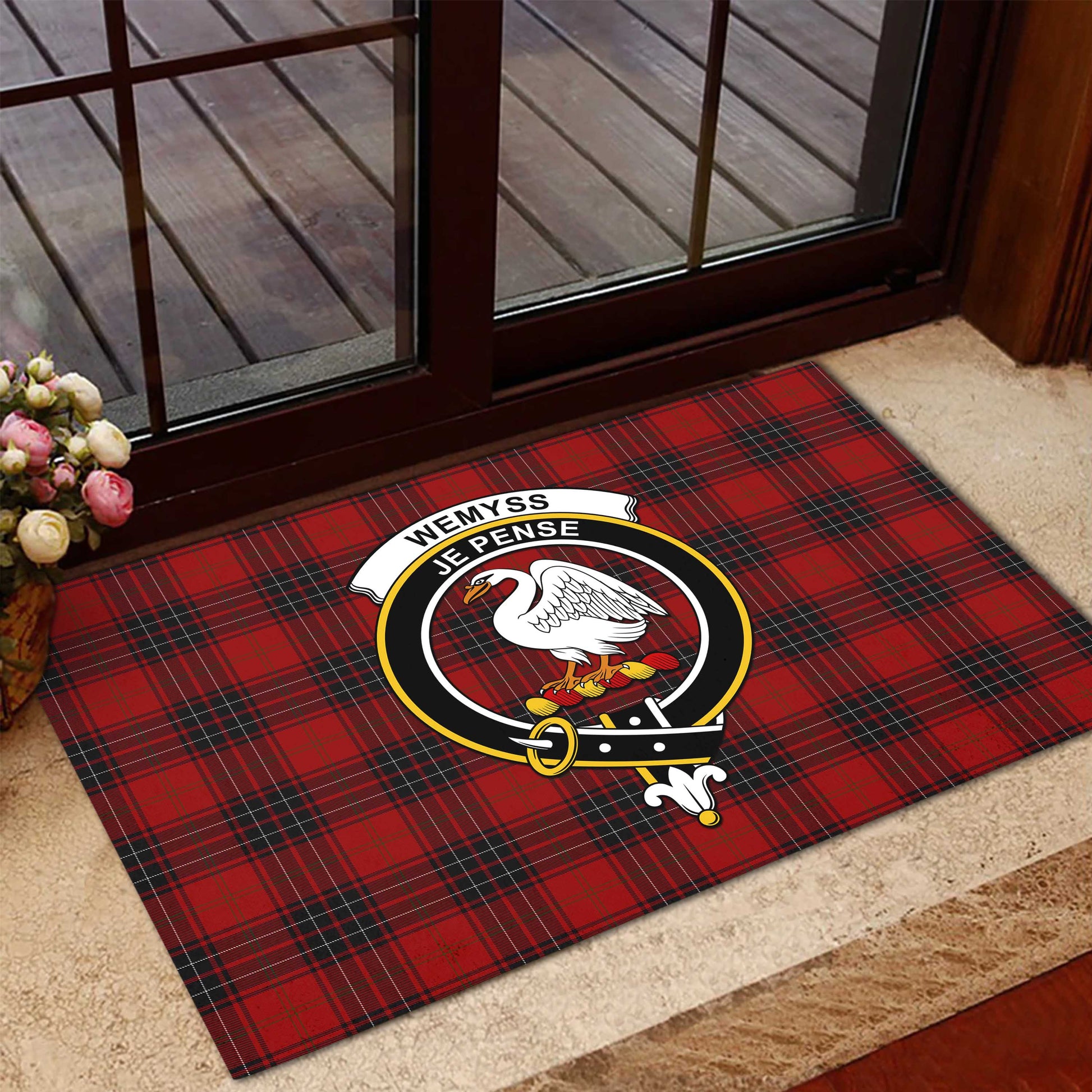 Wemyss Tartan Door Mat with Family Crest - Tartanvibesclothing Shop