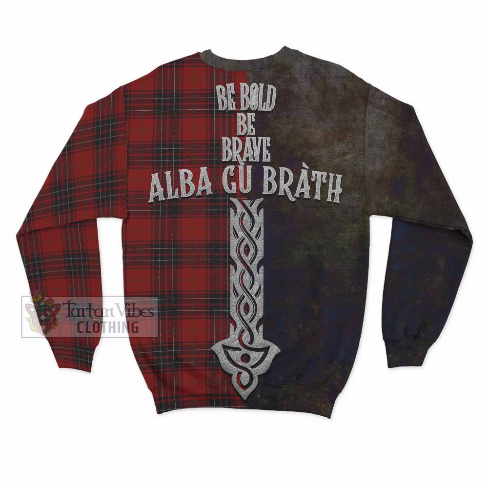 Tartan Vibes Clothing Wemyss Tartan Family Crest Sweatshirt Alba Gu Brath Be Brave Lion Ancient Style