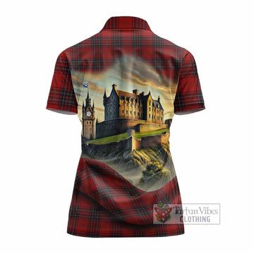 Tartan Vibes Clothing Wemyss Tartan Family Crest Women's Polo Shirt with Scottish Ancient Castle Stype